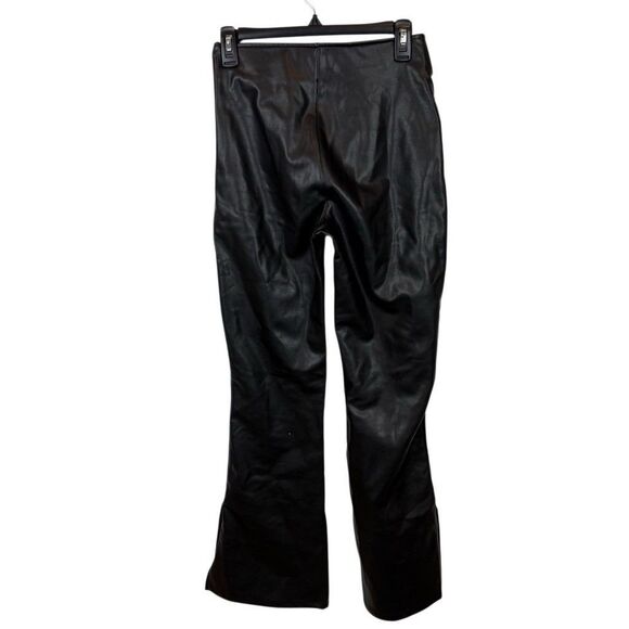 Abercrombie and Fitch Black Vegan‎ Leather Wide Leg Flare Pants Size Small - Picture 2 of 8